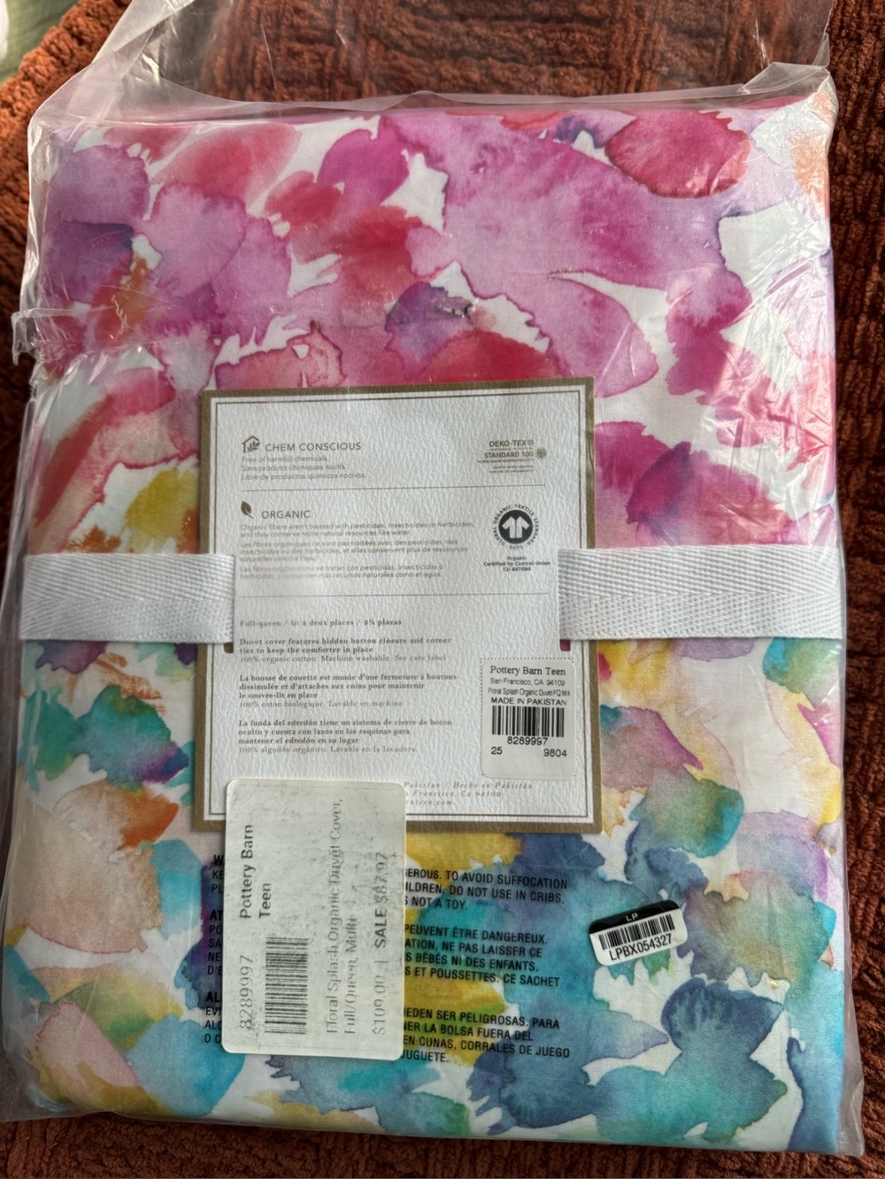 Pottery Barn Teen Watercolor Floral Duvet Cover in Pink Multi